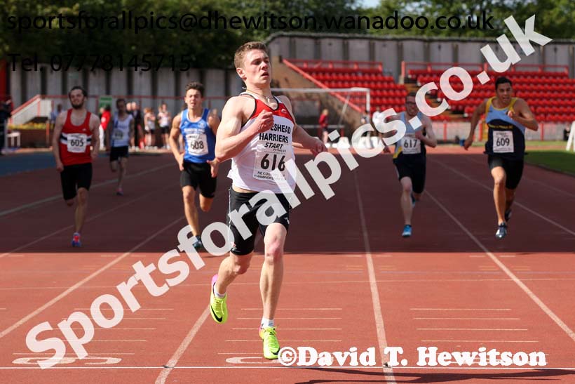 Mens under-20s 200 metres, North Eastern Champs, Gateshead Stadium. Photo: David T. Hewitson/Sports for All Pics